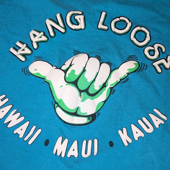 Vintage 80s HANG LOOSE "HAWAII, MAUI, KAUAI" Surfer T Shirt Size XL - Picture 4 of 5